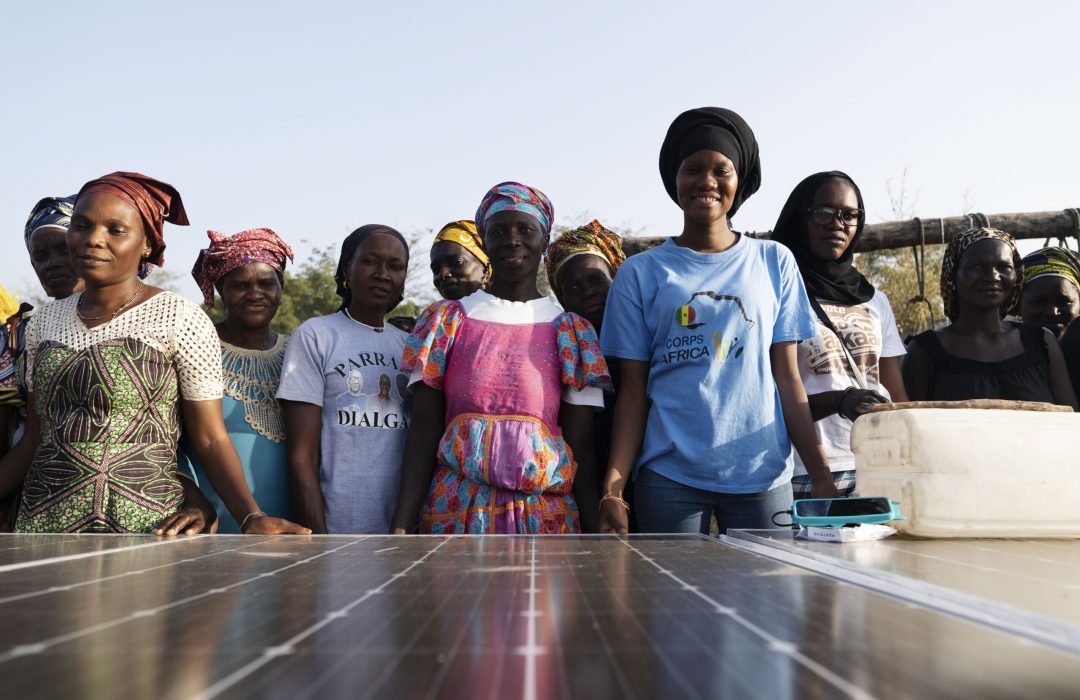 Senegal Volunteer Ouleye Demba Gaye Cohort 5 with the wommen of hi village after inauguration of the solar panel (1) Senegal Volunteer Ouleye Demba Gaye Cohort 5 with the wommen of hi village after inauguration of the solar panel (1)